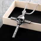 Kobine Men's Punk Skull Cross Necklace