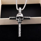 Kobine Men's Punk Skull Cross Necklace