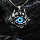 Kobine Men's Punk Skull Evil Eye Pendant Necklace