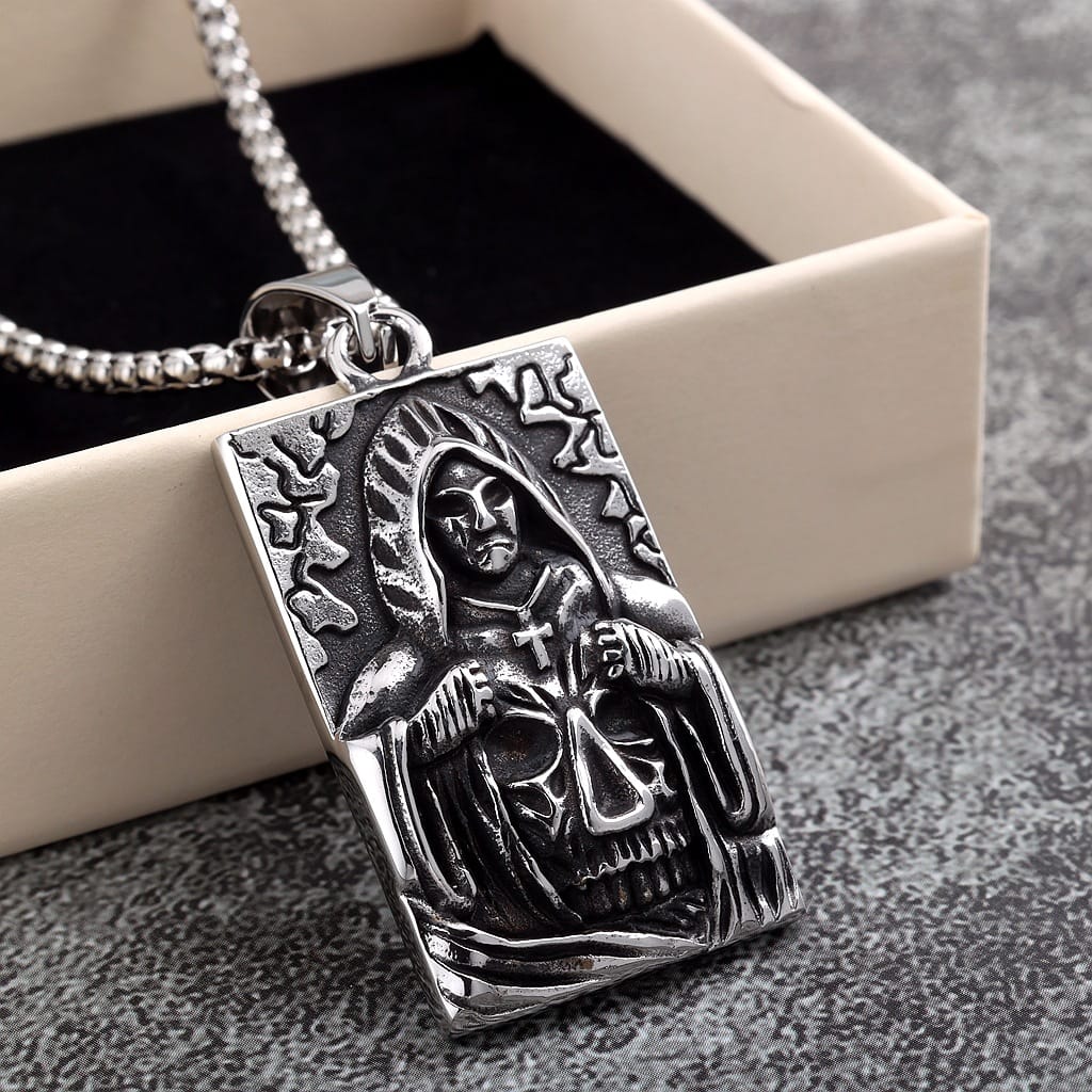 Kobine Men's Punk Skull Human Necklace