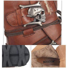 Kobine Men's Punk Skull Straps Cowhide Leather Boots