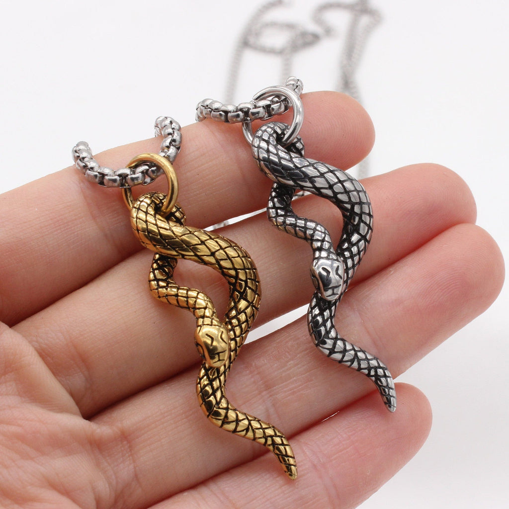 Kobine Men's Punk Snake Pendant Chain Necklace