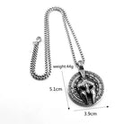 Kobine Men's Punk Spartan Helmet & Greek Key Pattern Necklace