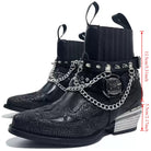Kobine Men's Punk Spiked Chain Motorcycle Boots