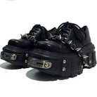 Kobine Men's Punk Spiked Chunky Platform Lace-Up Shoes