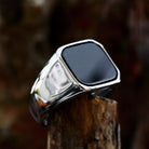 Kobine Men's Punk Square Glossy Ring