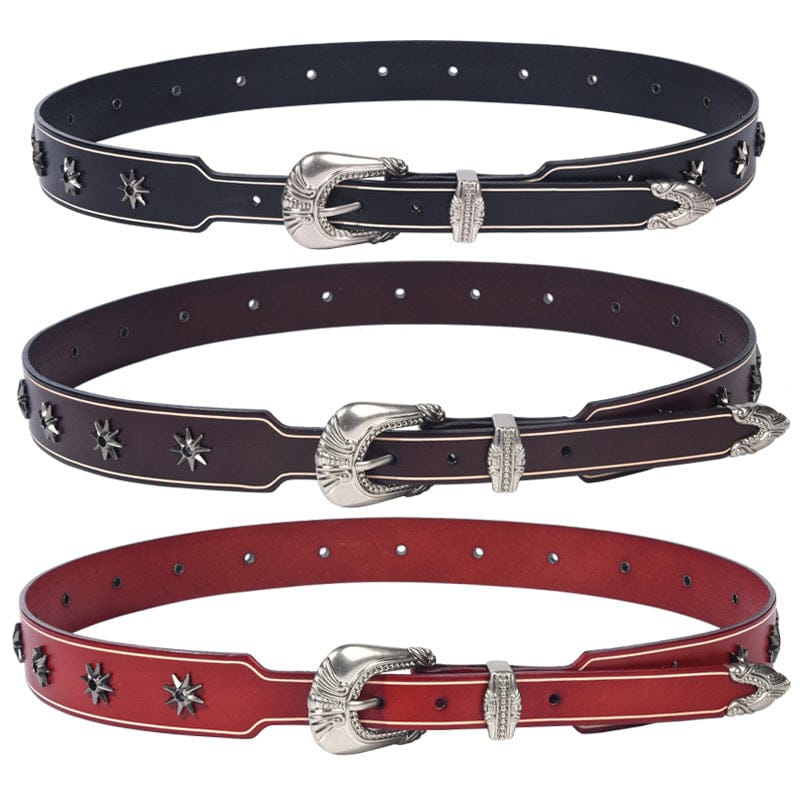 Kobine Men's Punk Star Rivet Belt