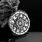 Kobine Men's Punk Sun Twelve Constellations Carved Pendant Necklace