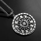 Kobine Men's Punk Sun Twelve Constellations Carved Pendant Necklace