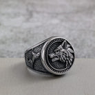 Kobine Men's Punk Textured Wolf Head Ring