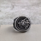 Kobine Men's Punk Textured Wolf Head Ring