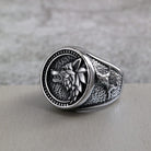 Kobine Men's Punk Textured Wolf Head Ring