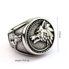 Kobine Men's Punk Textured Wolf Head Ring