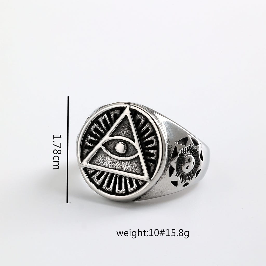 Kobine Men's Punk Triangle Eye Ring