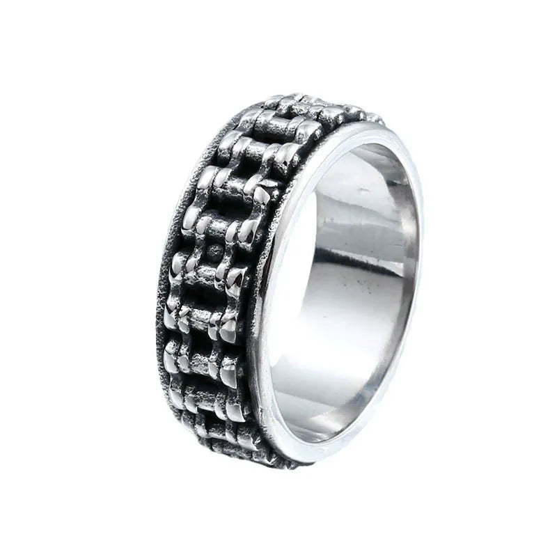 Kobine Men's Punk Turnable Chains Rings