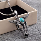 Kobine Men's Punk Turquoise Bull Head Necklace