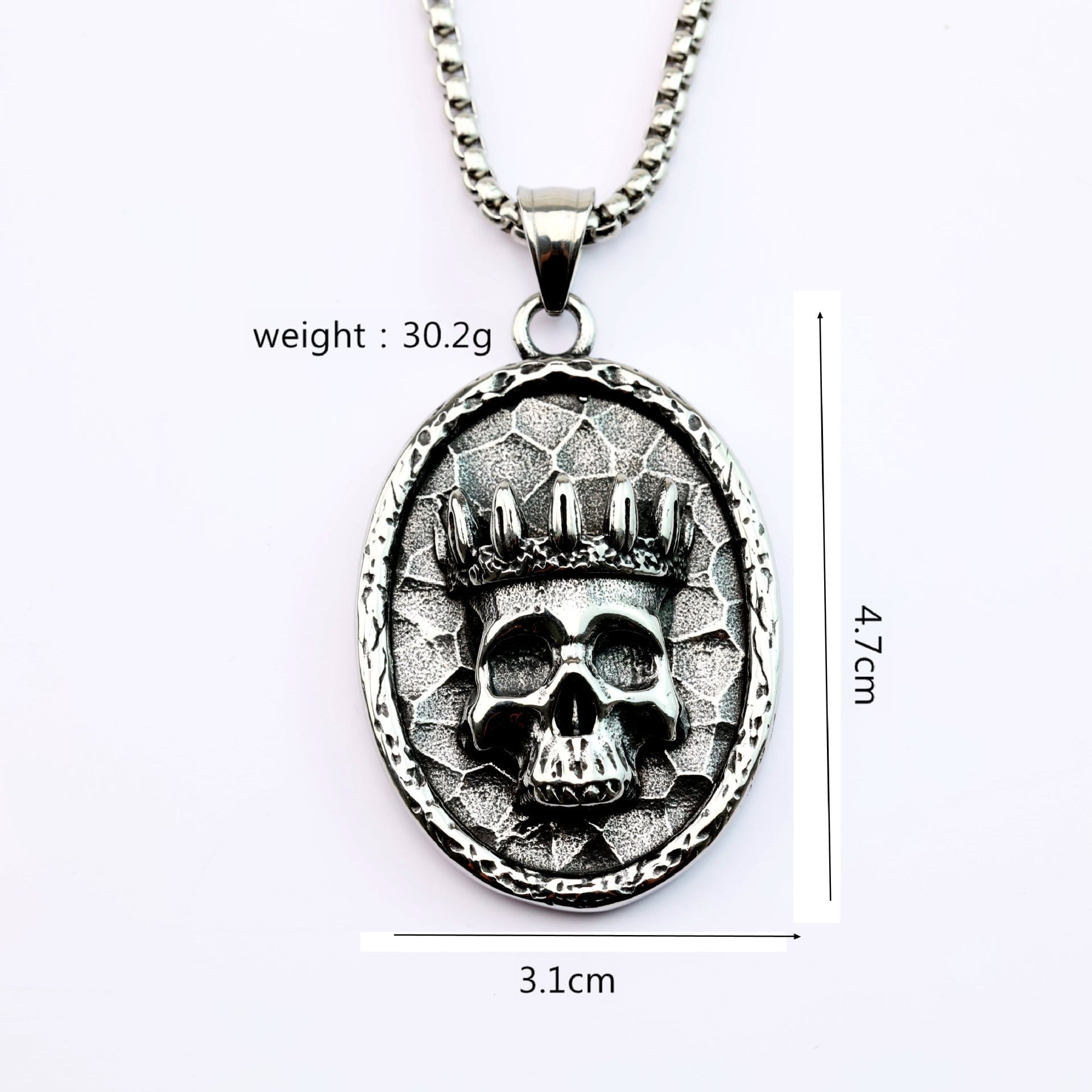 Kobine Men's Punk Uneven Crown Skull Necklace
