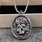 Kobine Men's Punk Uneven Crown Skull Necklace