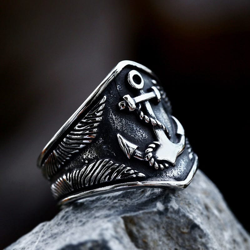 Kobine Men's Punk Viking Anchor Ring
