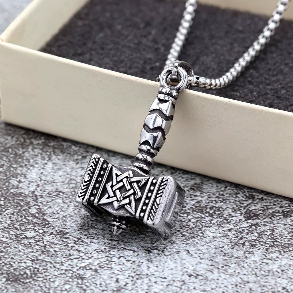 Kobine Men's Punk Viking Mjölnir Necklace