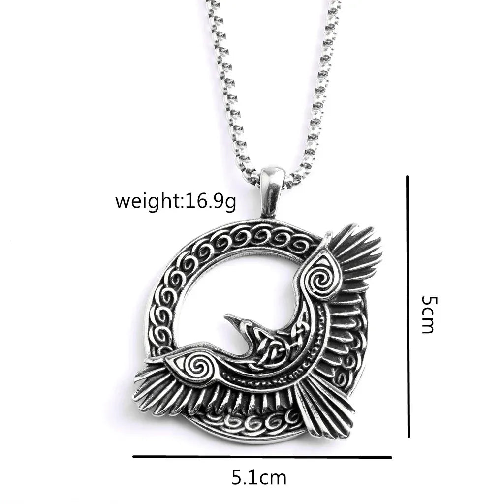 Kobine Men's Punk Viking Raven Annular Necklace