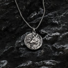 Kobine Men's Punk Viking Wolf Head Round Necklace