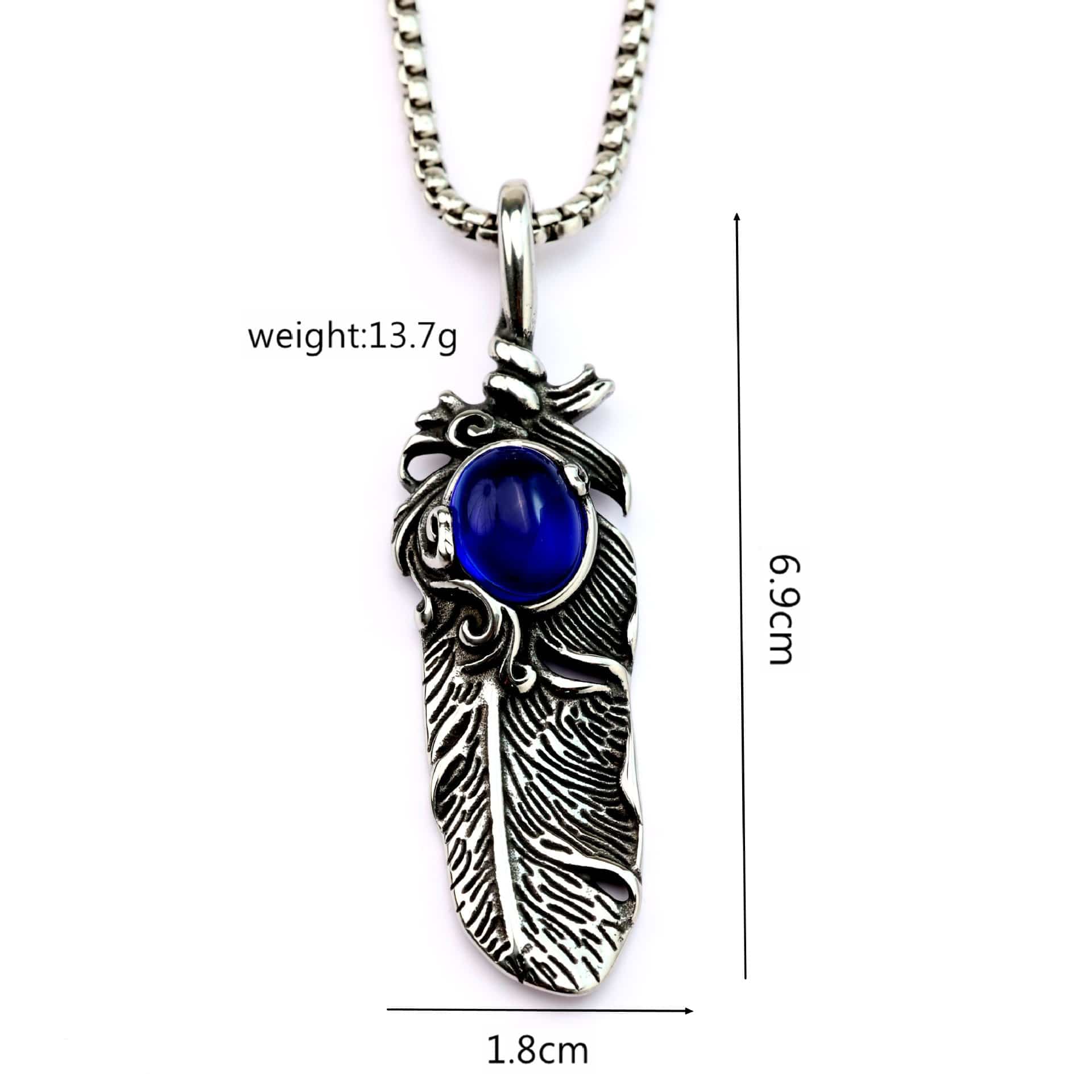 Kobine Men's Punk Vintage Feather Necklace