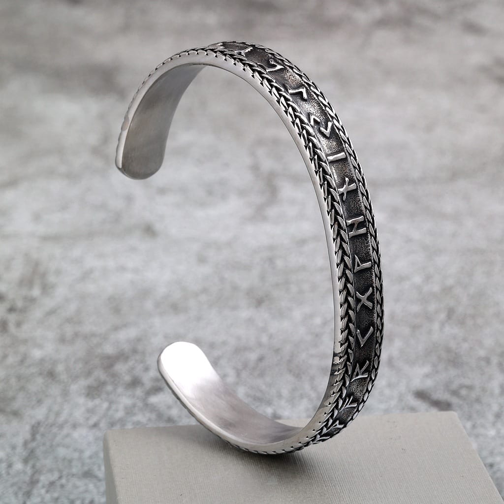 Kobine Men's Punk Vintage Letter Open Cuff Bracelet