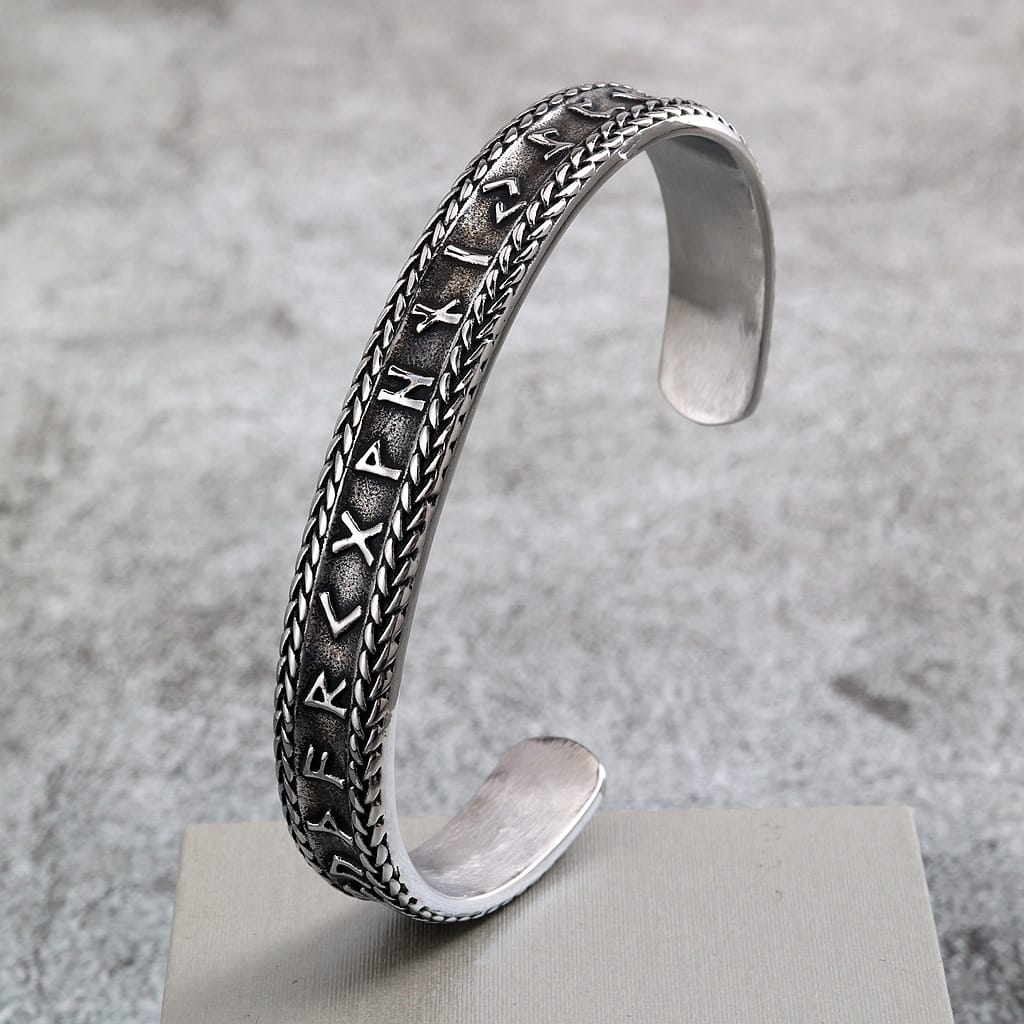 Kobine Men's Punk Vintage Letter Open Cuff Bracelet