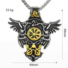 Kobine Men's Punk Vintage Raven Compass Pendant Necklace