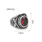 Kobine Men's Punk Vintage Simulated Ruby Carved Ring