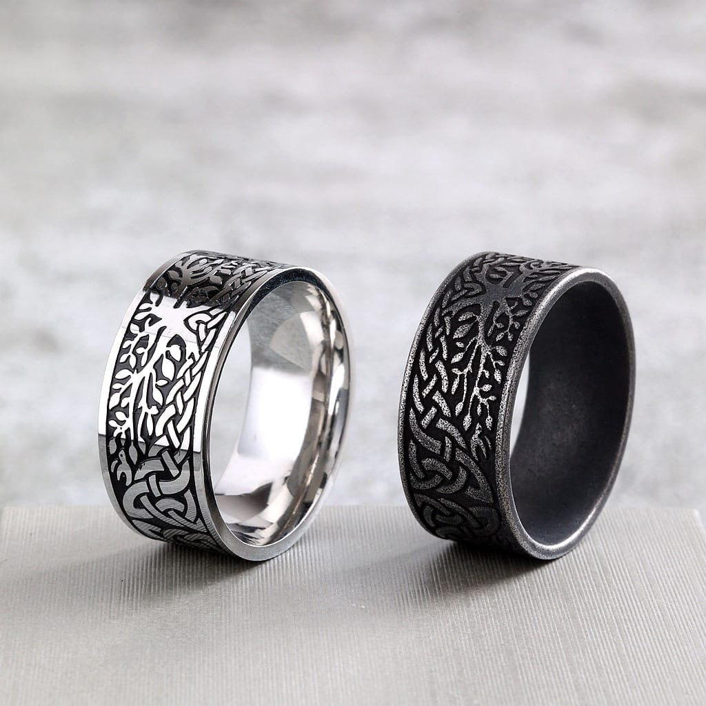 Kobine Men's Punk Vintage Tree Embossed Ring
