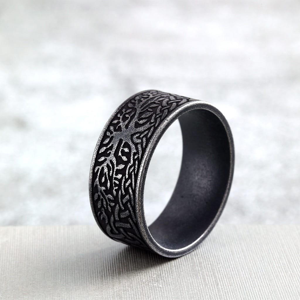 Kobine Men's Punk Vintage Tree Embossed Ring