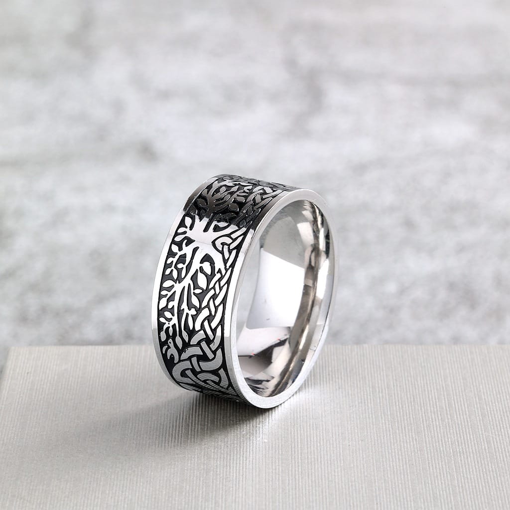 Kobine Men's Punk Vintage Tree Embossed Ring