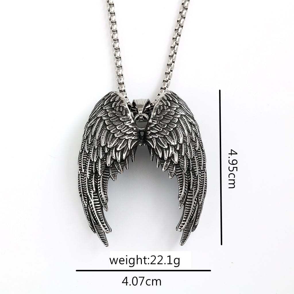 Kobine Men's Punk Vintage Wing Necklace