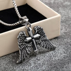 Kobine Men's Punk Wing Cross Necklace