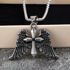 Kobine Men's Punk Wing Cross Necklace