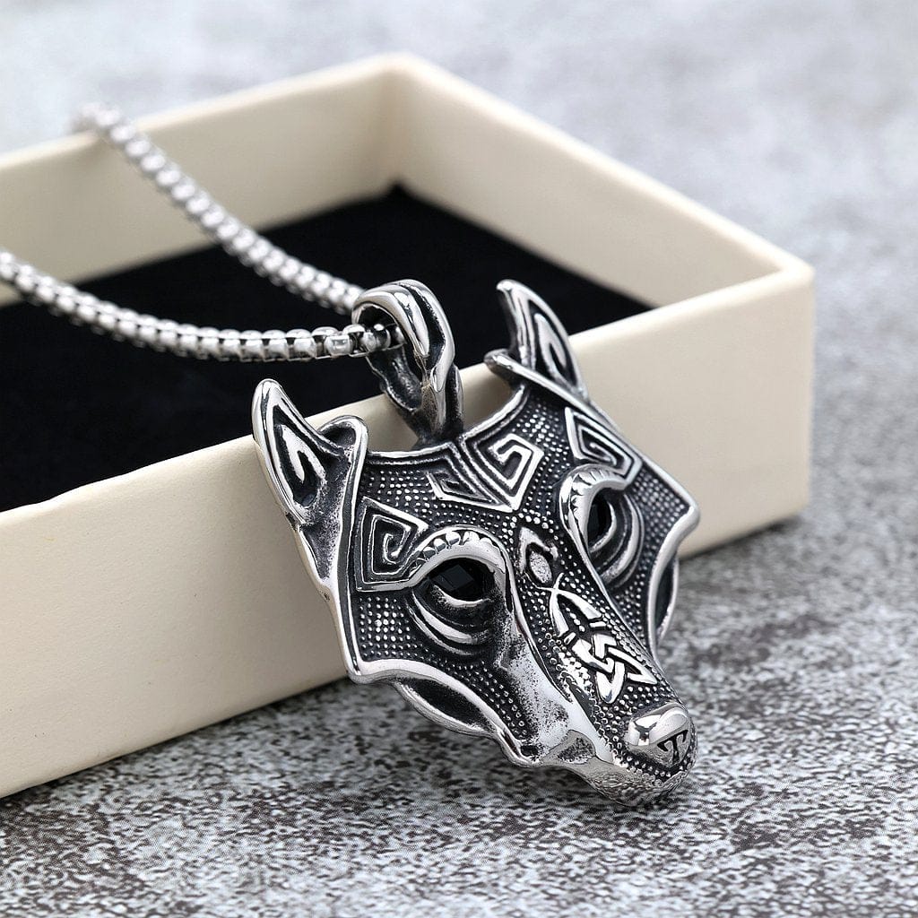 Kobine Men's Punk Wolf Head Necklace