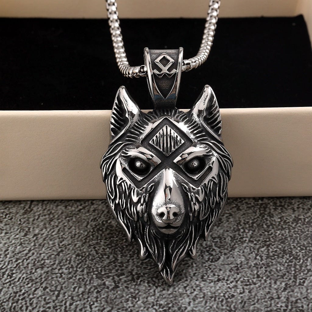Kobine Men's Punk Wolf Head Necklace
