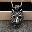 Kobine Men's Punk Wolf Head Necklace