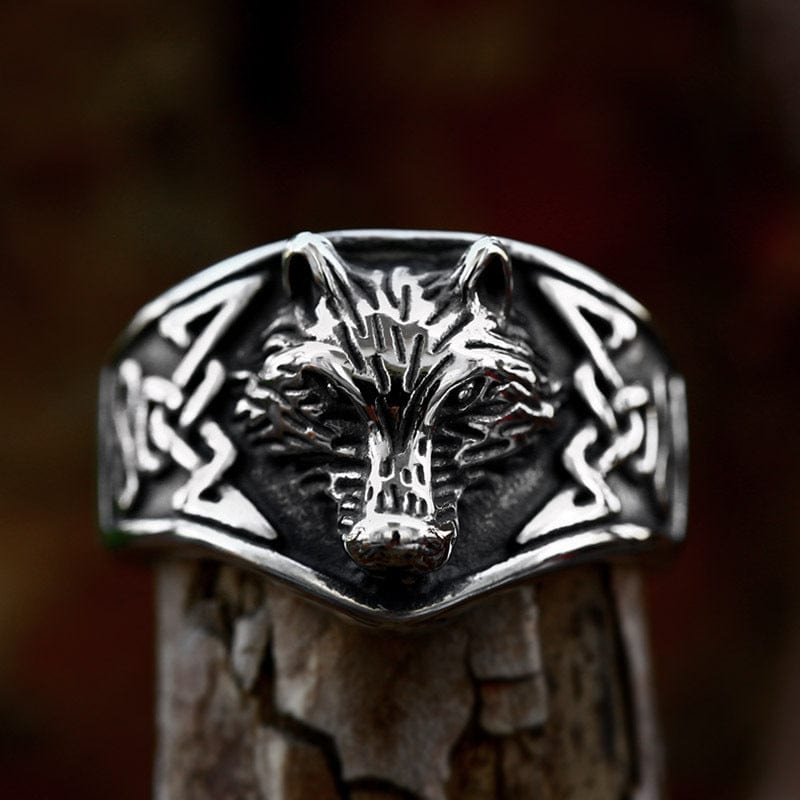 Kobine Men's Punk Wolf's Head Ring