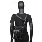 Kobine Men's Steampunk Chain Nailed Multifunctional Faux Leather Bag