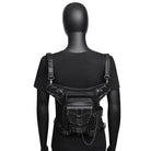 Kobine Men's Steampunk Chain Nailed Multifunctional Faux Leather Bag