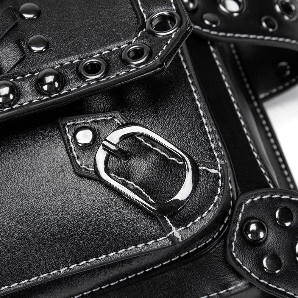 Kobine Men's Steampunk Eyelets Multifunctional Faux Leather Bag