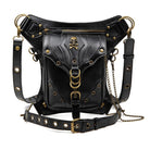 Kobine Men's Steampunk Skull Eyelet Multifunctional Faux Leather Bag