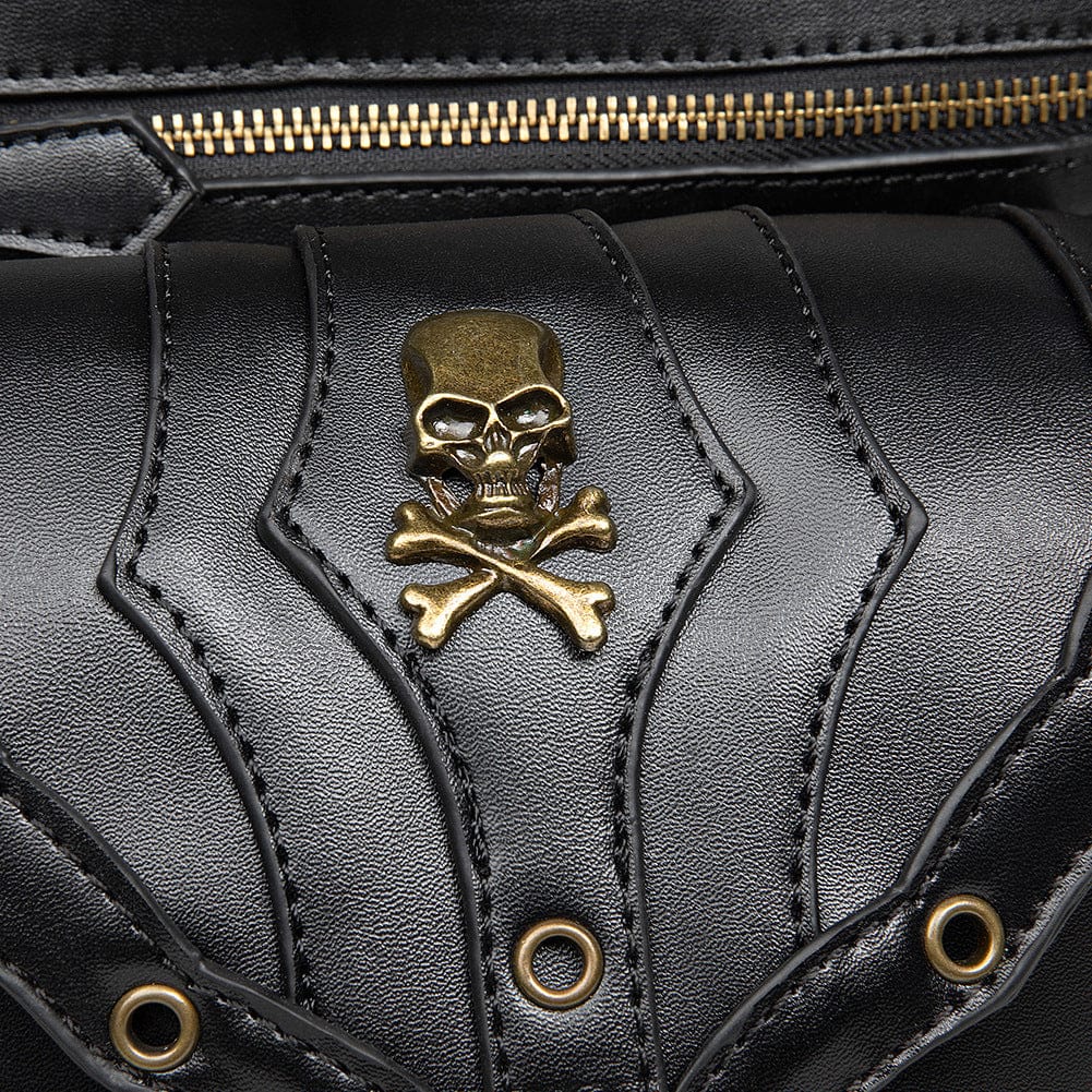 Kobine Men's Steampunk Skull Eyelet Multifunctional Faux Leather Bag