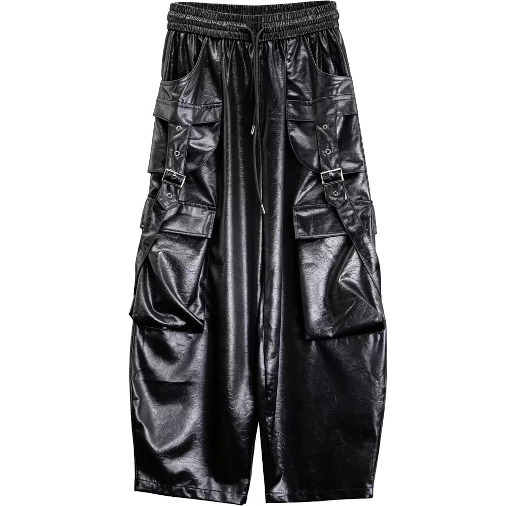 Kobine Men's Techwear Big Pocket Buckle Strap Textured Cargo Pants
