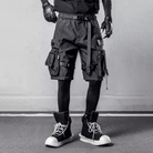 Kobine Men's Techwear Buckle Straps Large Pocket Cargo Shorts