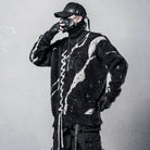 Kobine Men's Techwear Criss‑cross Lace-up High Collar Two‑Tone Sweater