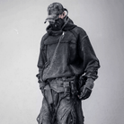 Kobine Men's Techwear Distressed Diagonal Placket Hooded Jacket